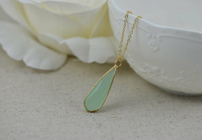 Amazonite Gemstone Initials Necklace, Gold Letter Necklace, Initials Amazonite Gemstone Pendant Necklace, Customised Initials Gold Necklace