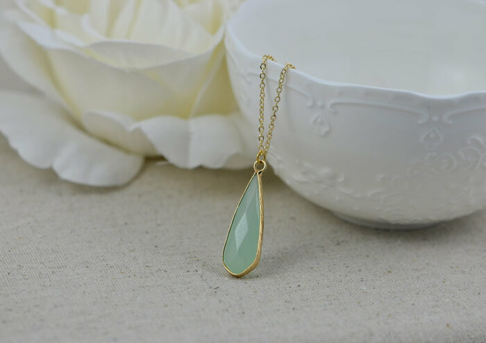 Amazonite Gemstone Initials Necklace, Gold Letter Necklace, Initials Amazonite Gemstone Pendant Necklace, Customised Initials Gold Necklace