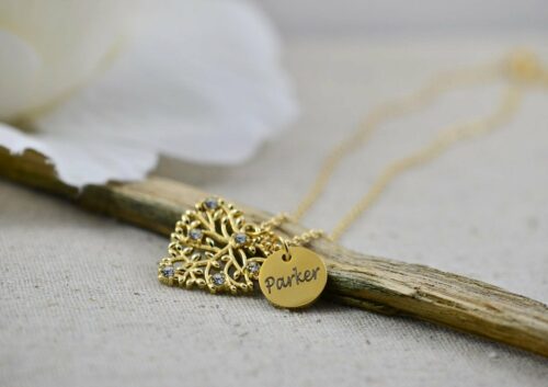 Gold Crystal Heart Personalised Necklace