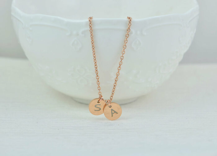 Custom Initials Round Coin Necklace