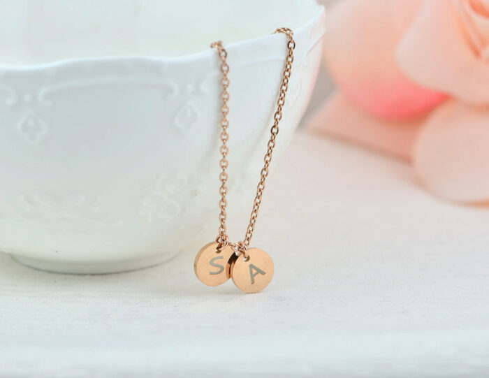 Custom Initials Round Coin Necklace