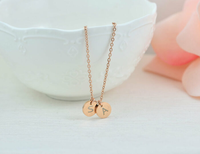 Custom Initials Round Coin Necklace