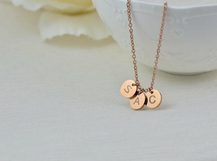 Custom Initials Round Coin Necklace