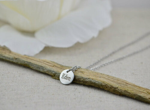 Custom Silver Round Necklace - Personalised Engraved