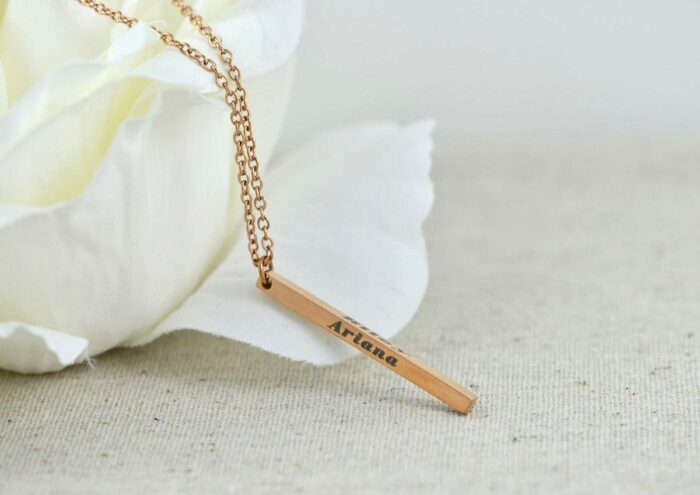 Customised Name Rose Gold Bar Necklace