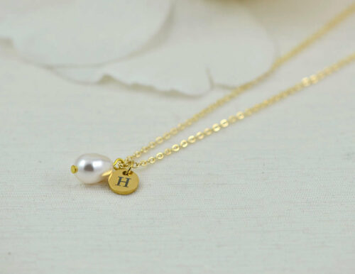 Dainty Gold Personalised Pearl Necklace