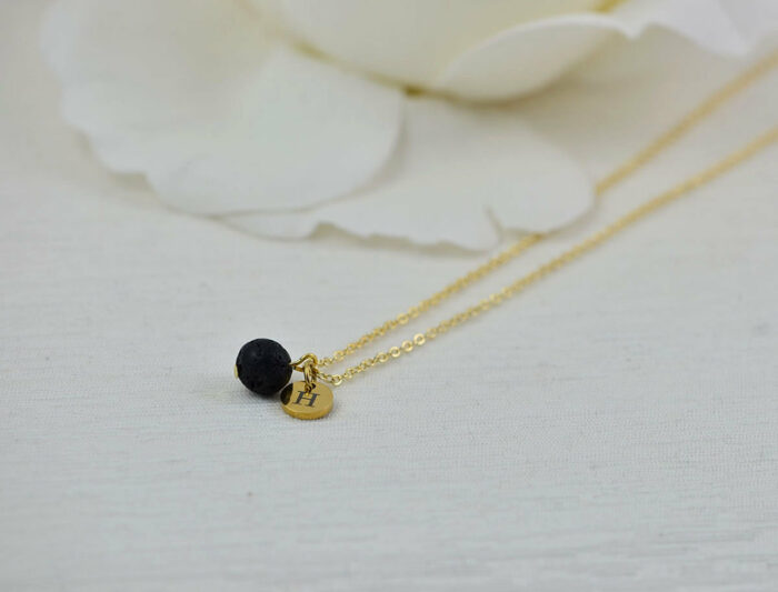 Dainty Gold Lava Stone Necklace