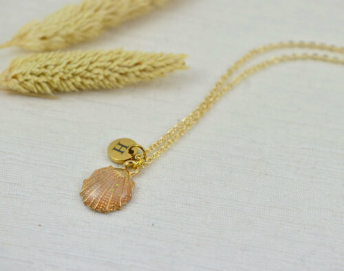 Dainty Initials Charm Seashell Necklace