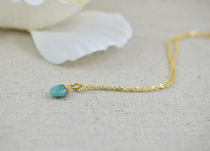 Dainty Initials Turquoise Necklace, Personalised Turquoise Jade Gemstone Charm Necklace, Bridesmaids Wedding Engraved Gold Drop Necklace