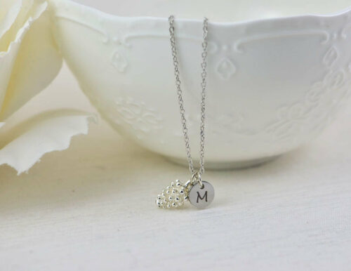 Dainty Pine Cone Initials Necklace