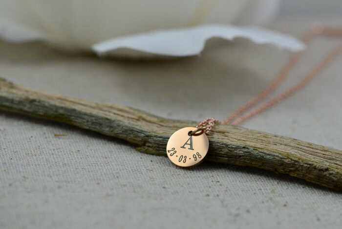 Date and Initials Engraved Necklace