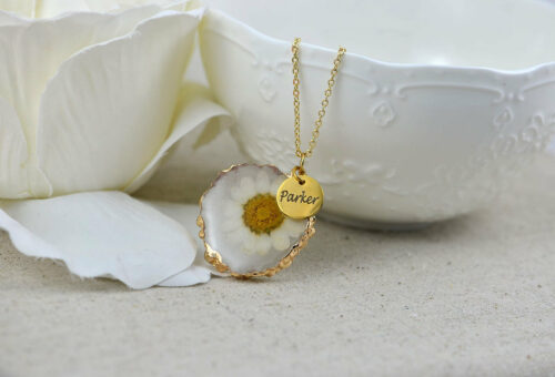 Dried Daisy Flower Personalised Necklace