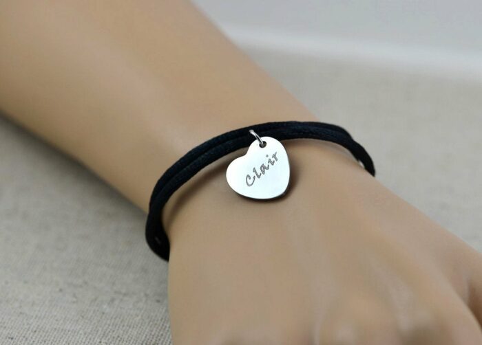 Engraved Silver Heart Bracelet