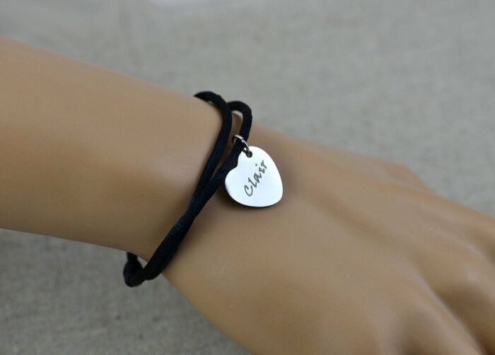 Engraved Silver Heart Bracelet