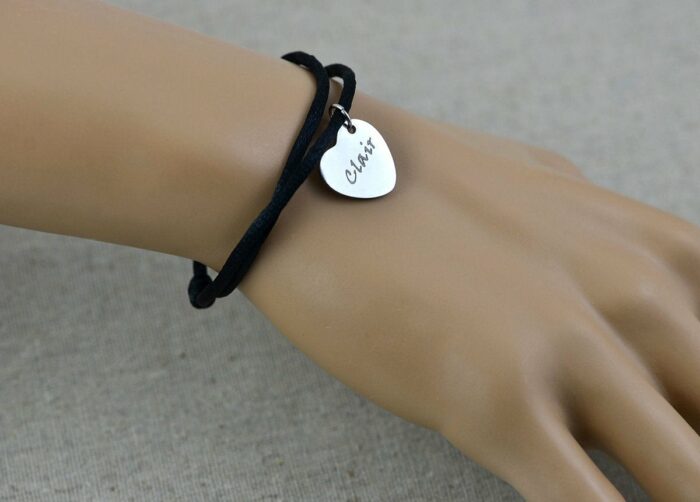 Engraved Silver Heart Bracelet