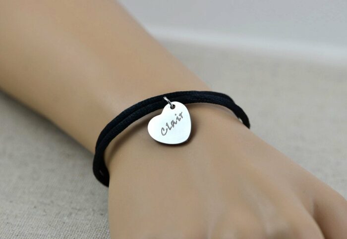 Engraved Silver Heart Bracelet