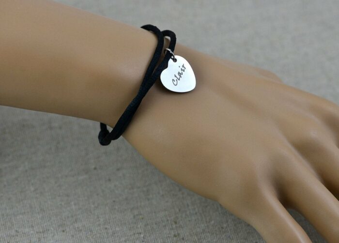 Engraved Silver Heart Bracelet