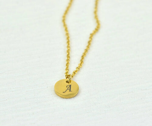 Gold Engraved Round Charm Necklace