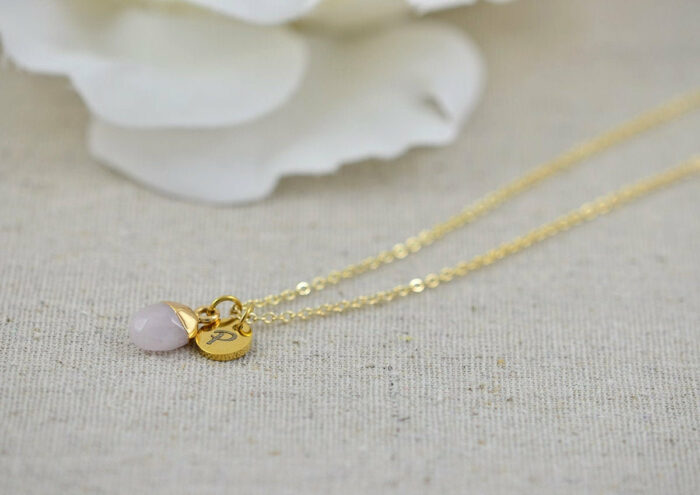 Dainty Pink Jade Gemstone Necklace