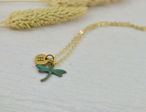 Patina Personalised Dragonfly Charm Necklace