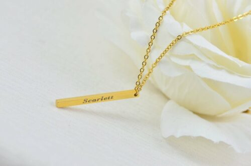 Personalised Bar Gold Name Necklace