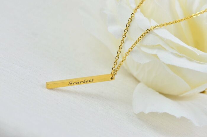 Personalised Bar Gold Name Necklace