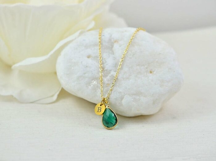 Personalised Crystal Emerald Necklace