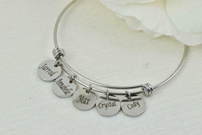 Personalised Engraved Charm Bracelet