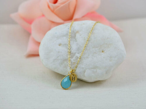 Personalised Gold Turquoise Drop Necklace