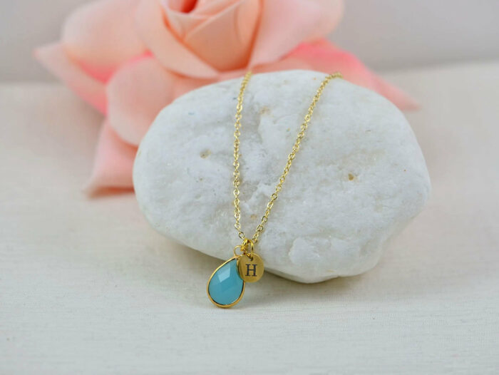 Personalised Gold Turquoise Drop Necklace