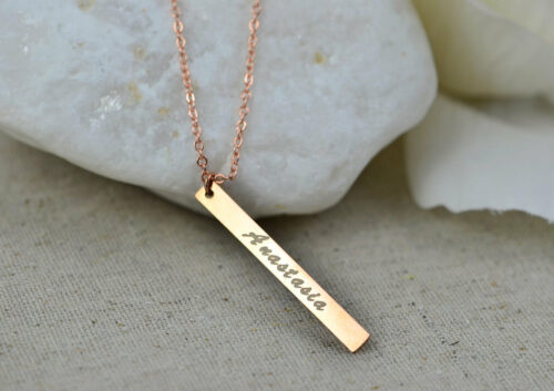 Personalised Name Bar Rose Gold Necklace