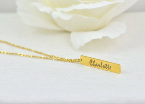 Personalised Name Gold Bar Necklace
