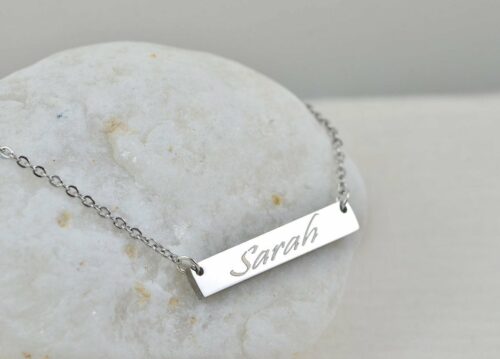 Personalised Name Silver Bar Necklace