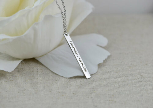 Personalised Silver Rectangle Bar Necklace