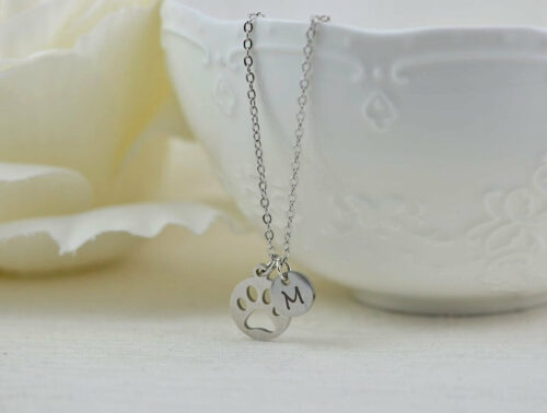 Personalised Silver Dog Paw Necklace