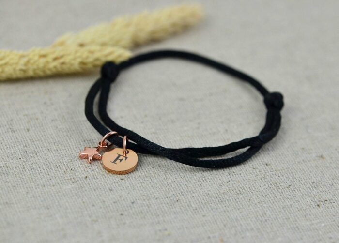 Personalised Star Black Engraved Bracelet