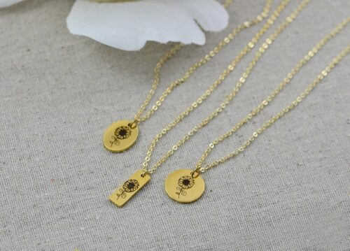 Personalised Engraved Sunflower Necklace