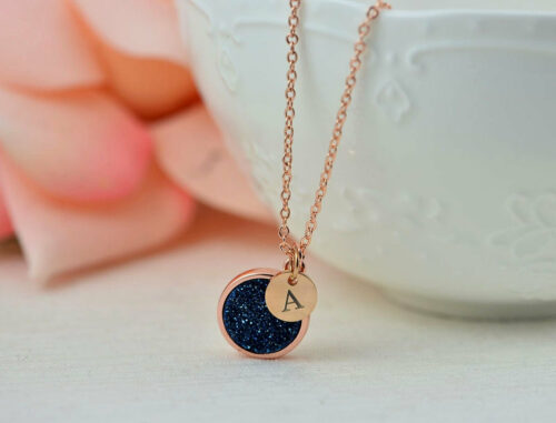 Rose Gold Druzy Personalised Necklace