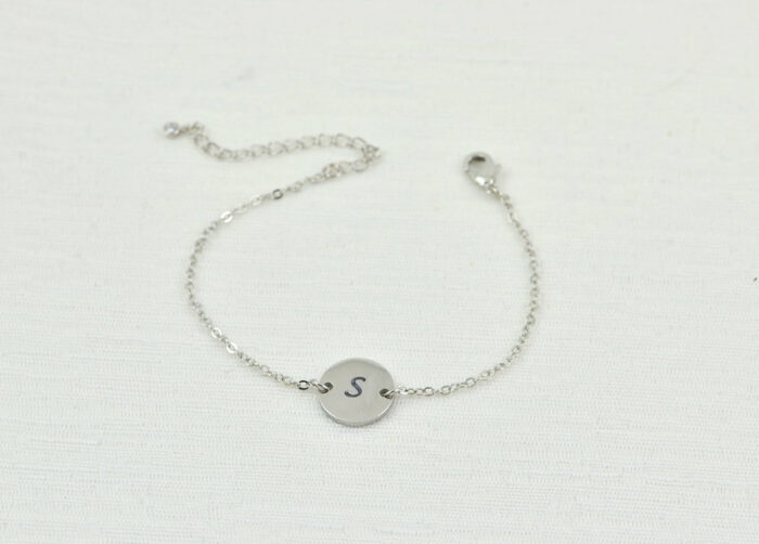 Silver Initial Engraved Bracelet