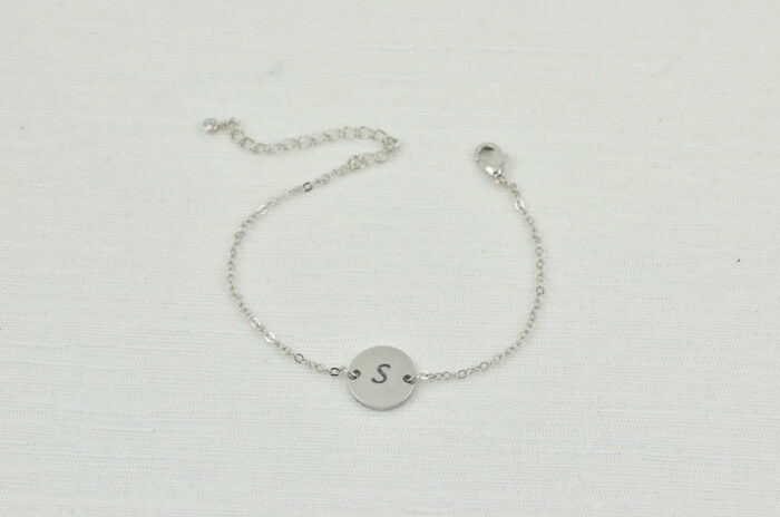 Silver Initial Engraved Bracelet