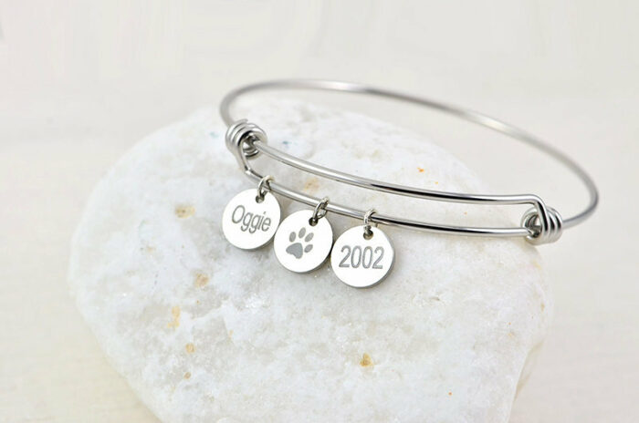 Top quality Silver Personalised Engraved Bangle Bracelet