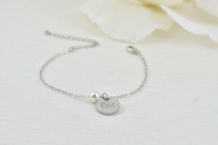 Silver Swarovski Pearl Name Bracelet