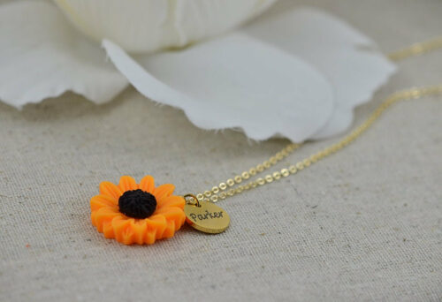 Sunflower personalised Name Necklace