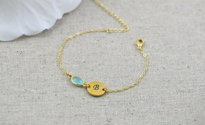 Turquoise Pearl Initial Bracelet