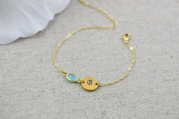 Turquoise Pearl Initial Bracelet