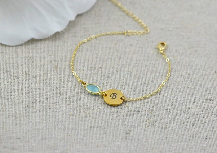 Turquoise Pearl Initial Bracelet