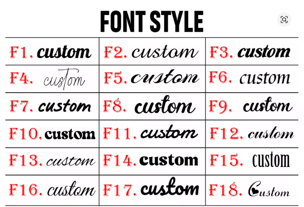 Available Jewellery Fonts