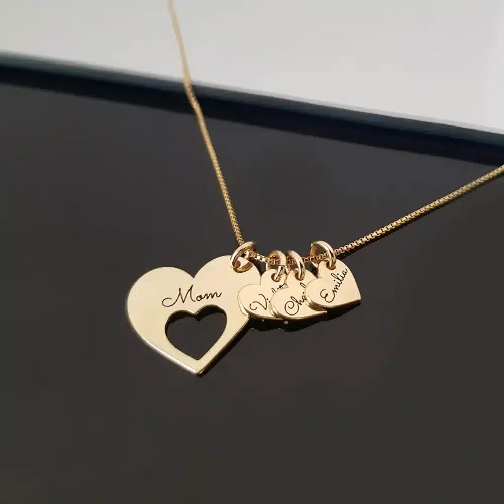 Personalized Name Hearts Necklace For Mum