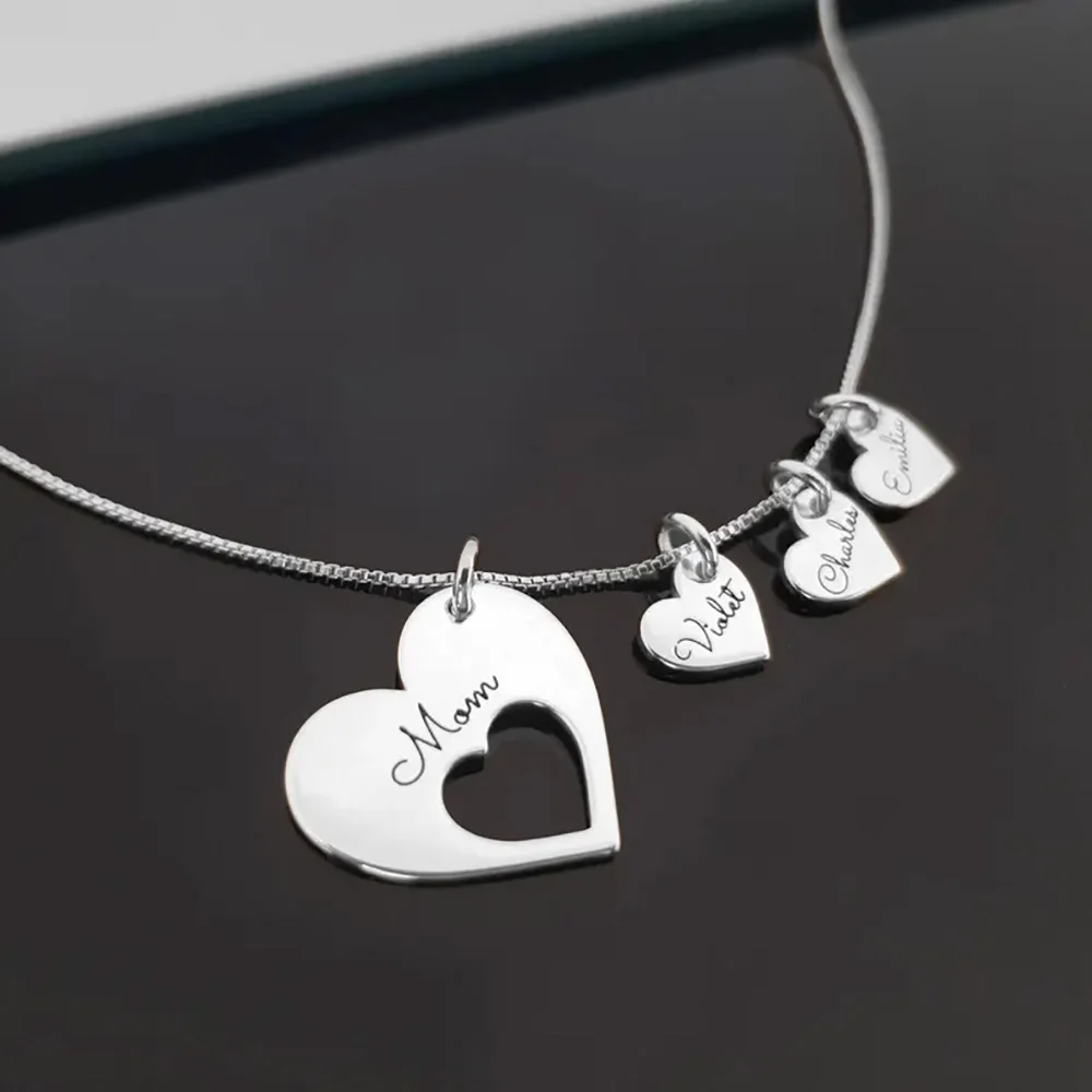 Personalized Name Hearts Necklace For Mum