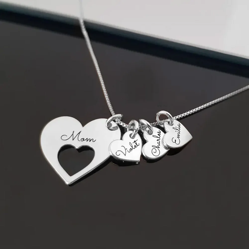 Personalized Name Hearts Necklace For Mum
